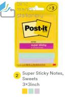 Contoh Alat Perlengkapan Kantor merk 3M Post-it , Gambar Produk 3M Post-it 3321-3SSJPSWT Super Sticky Note Sweet 76x76mm 135 Sheets harga 22100 di Toko Peralatan Sekolah Murah